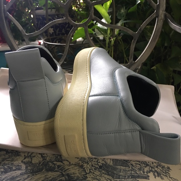 Celine Leather Sky Blue Slip-On Sneakers - Picture 5 of 8